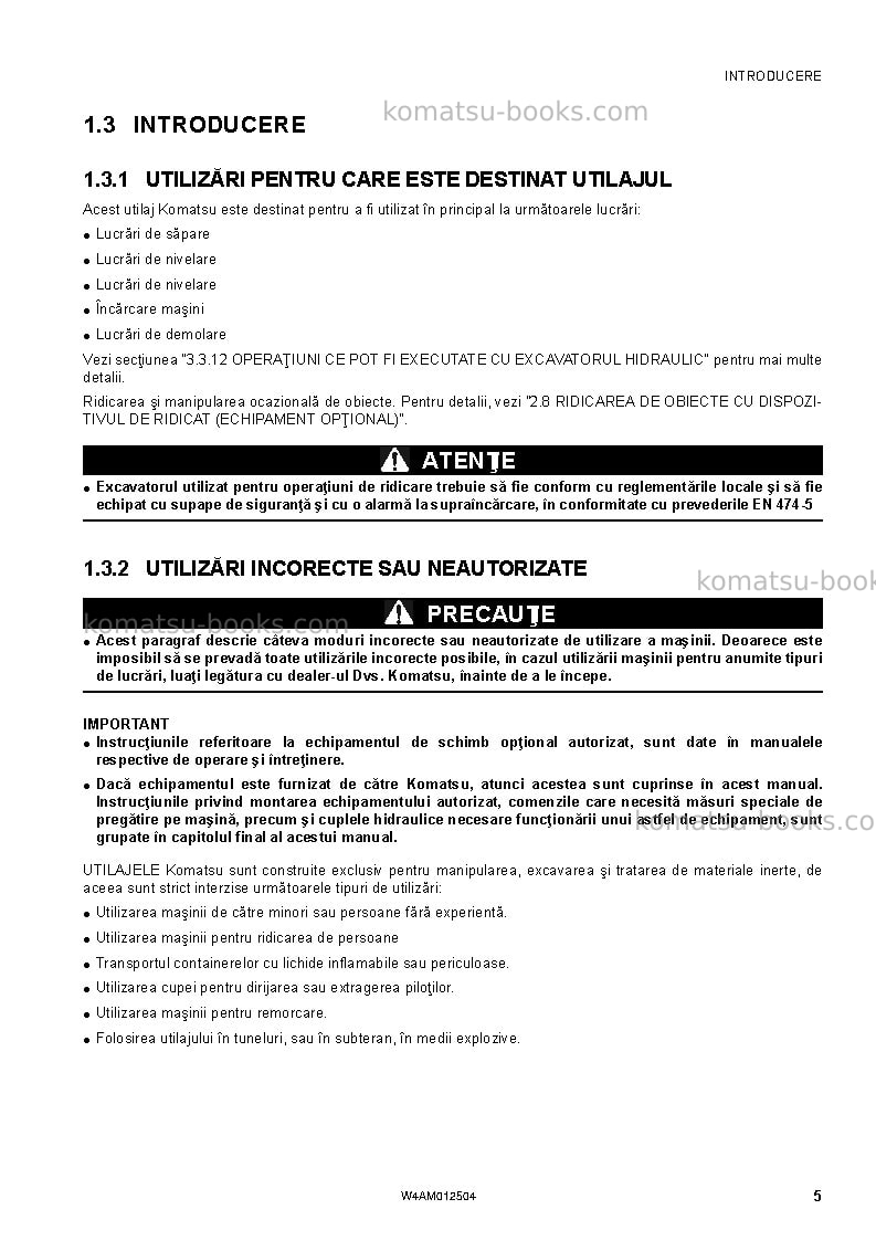 Komatsu pc26mr-3ita Operation manual cover Page 7