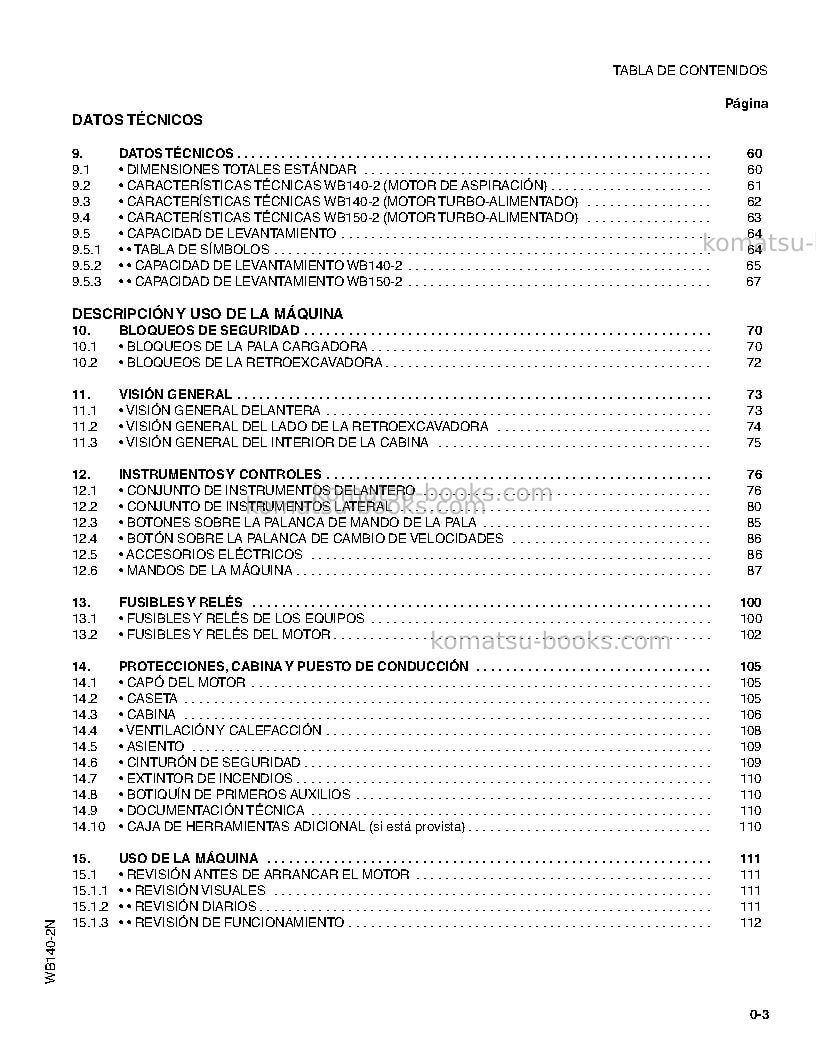 Komatsu wb140-2usa-n Manual de operación cover Page 7