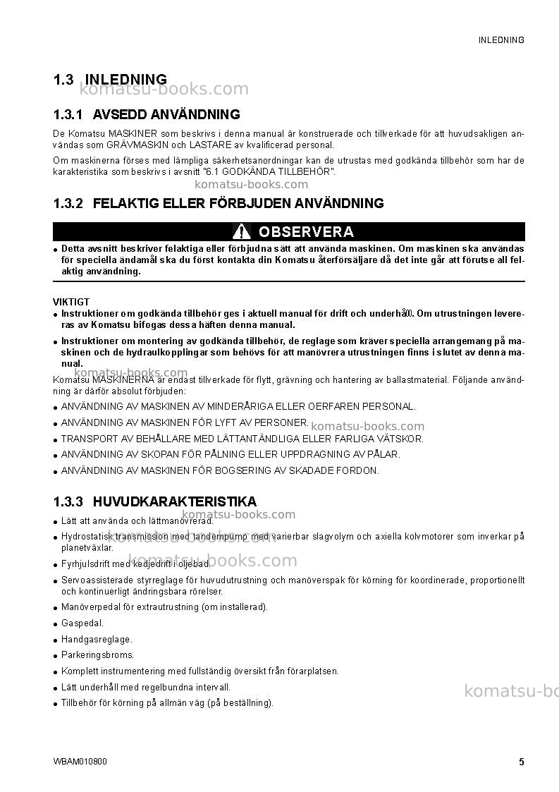 Komatsu sk1020-5ita-turbo Operation manual cover Page 7