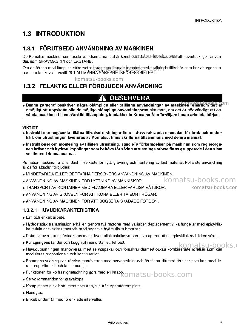 Komatsu pc78us-8jpn-for eu Operation manual cover Page 7 Komatsu pc78us-8jpn-for eu Operation manual cover Page 7