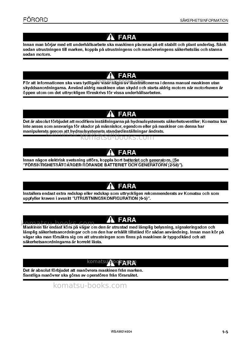 Komatsu pw118mr-8ita Operation manual cover Page 7 Komatsu pw118mr-8ita Operation manual cover Page 7