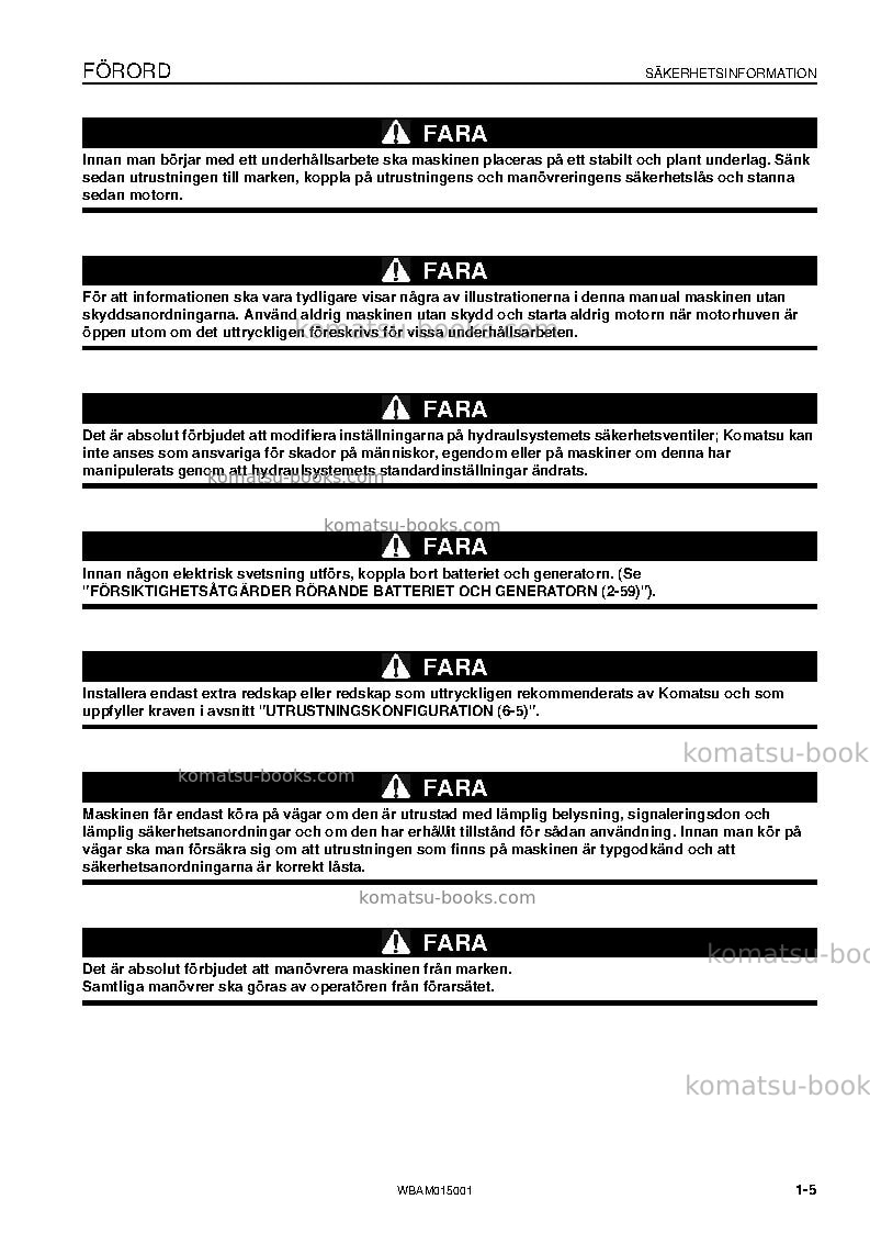Komatsu pw98mr-8ita Operation manual cover Page 7
