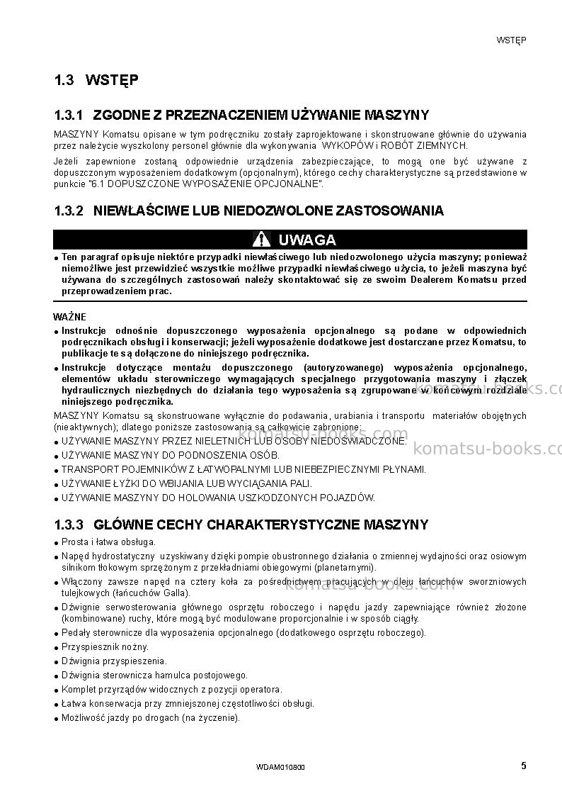 Komatsu sk1020-5ita-turbo Instrukcja obsługi okładka Strona 7