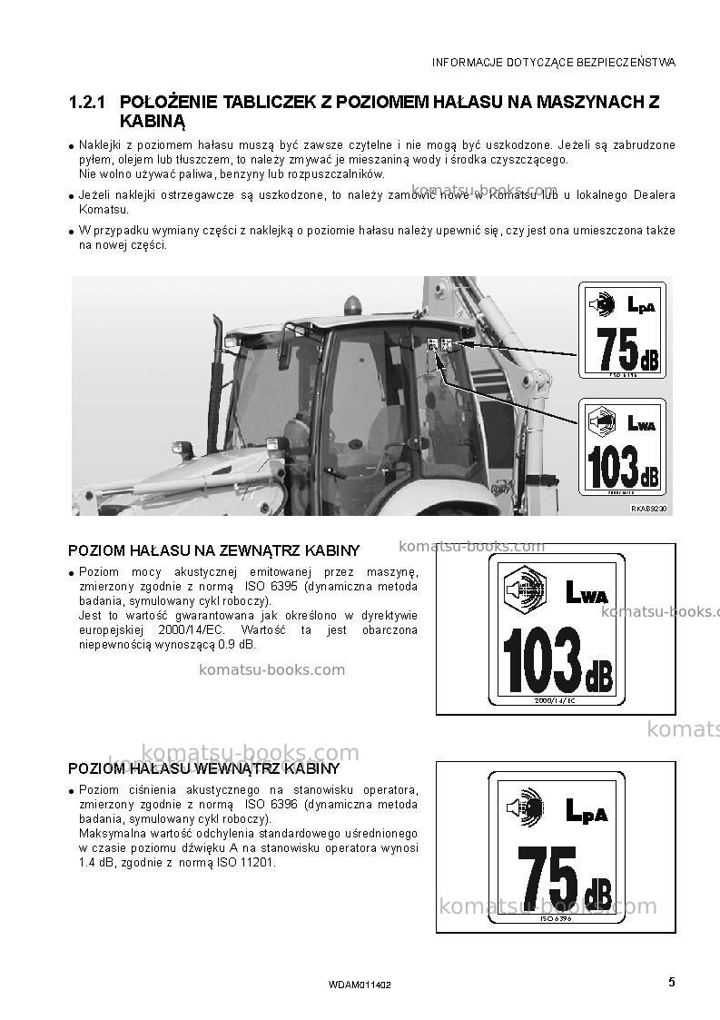 Komatsu wb93r-5ita-tier 3 Instrukcja obsługi okładka Strona 7