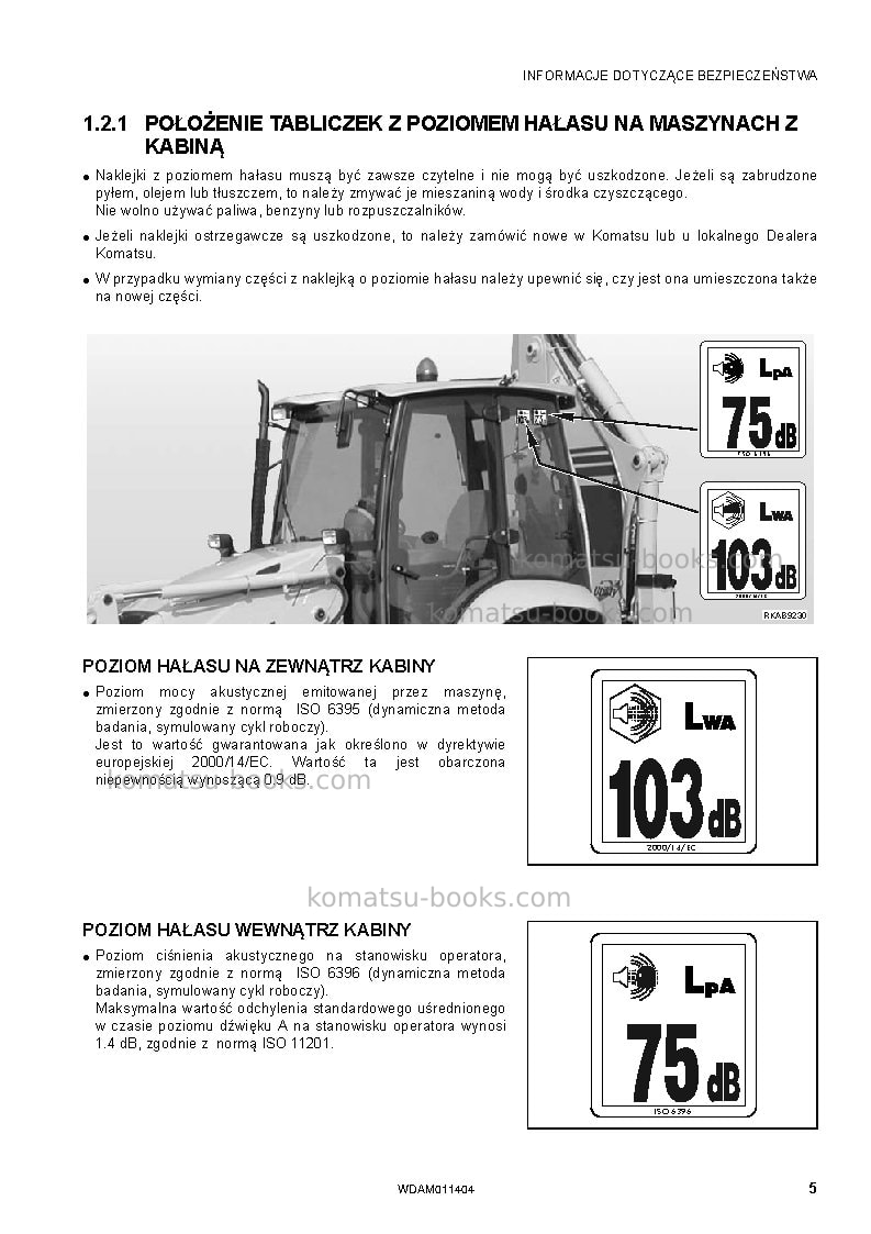 Komatsu wb93r-5ita-tier 3 Instrukcja obsługi okładka Strona 7