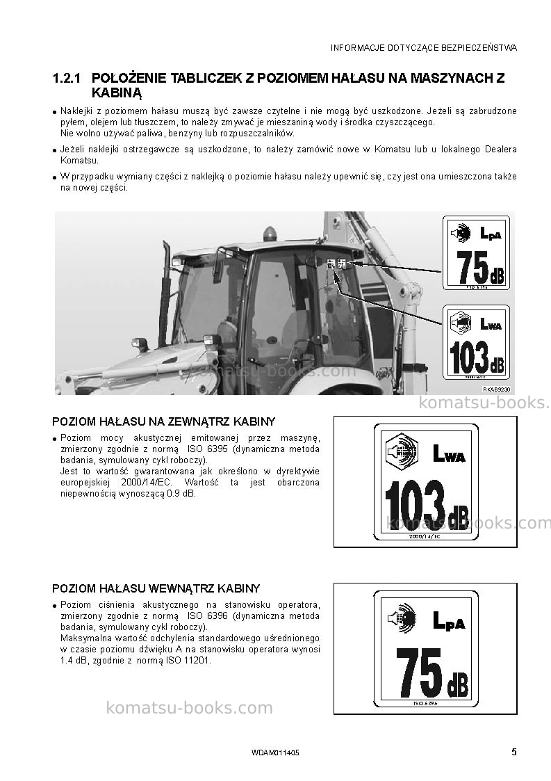 Komatsu wb93r-5ita-tier 3 Instrukcja obsługi okładka Strona 7