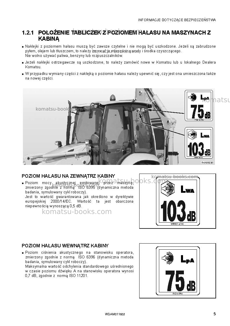 Komatsu wb93s-5ita-tier 3 Instrukcja obsługi okładka Strona 7