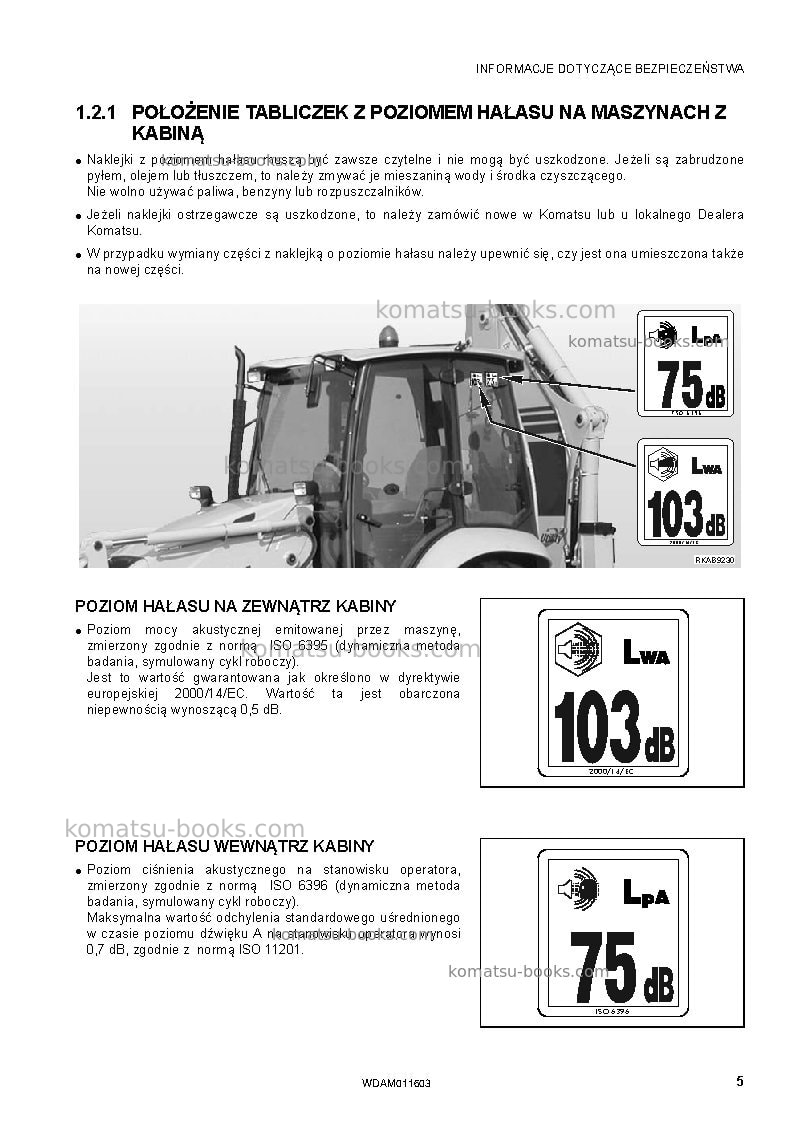 Komatsu wb93s-5ita-tier 3 Instrukcja obsługi okładka Strona 7