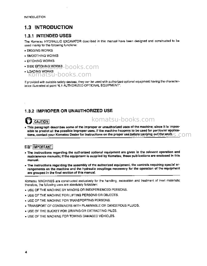Komatsu pc75r-2ita Operation manual cover Page 7 Komatsu pc75r-2ita Operation manual cover Page 7