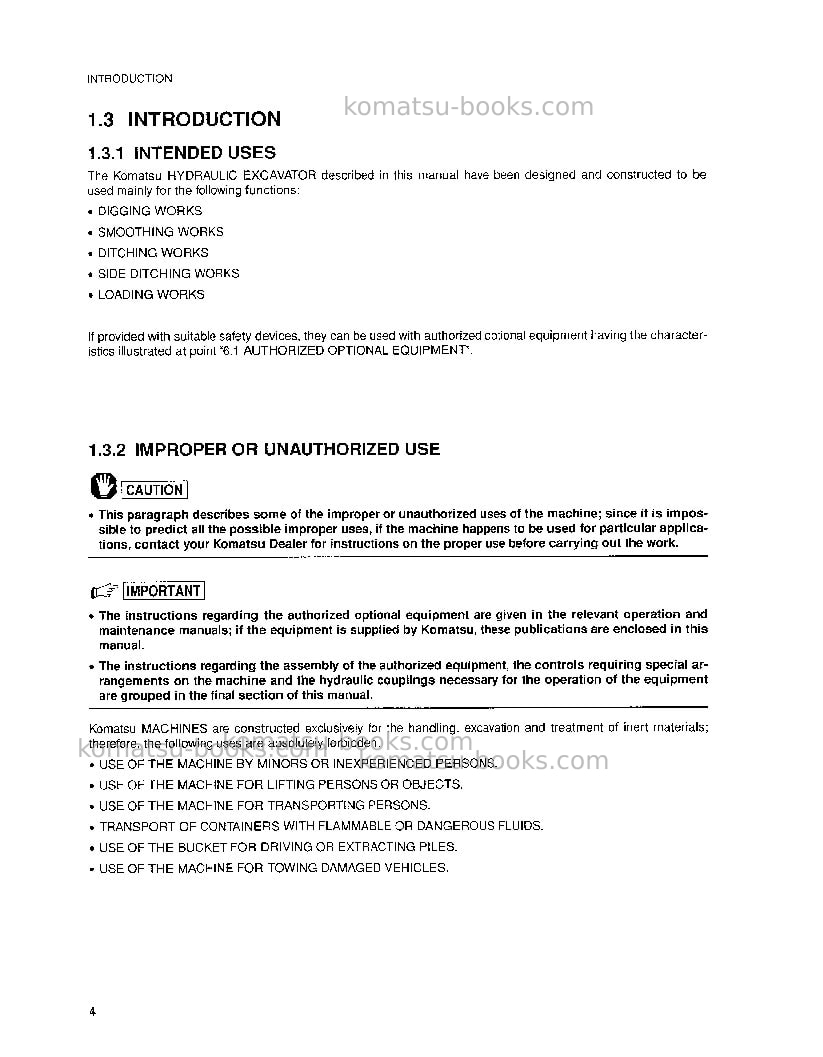 Komatsu pc95r-2ita Operation manual cover Page 7 Komatsu pc95r-2ita Operation manual cover Page 7