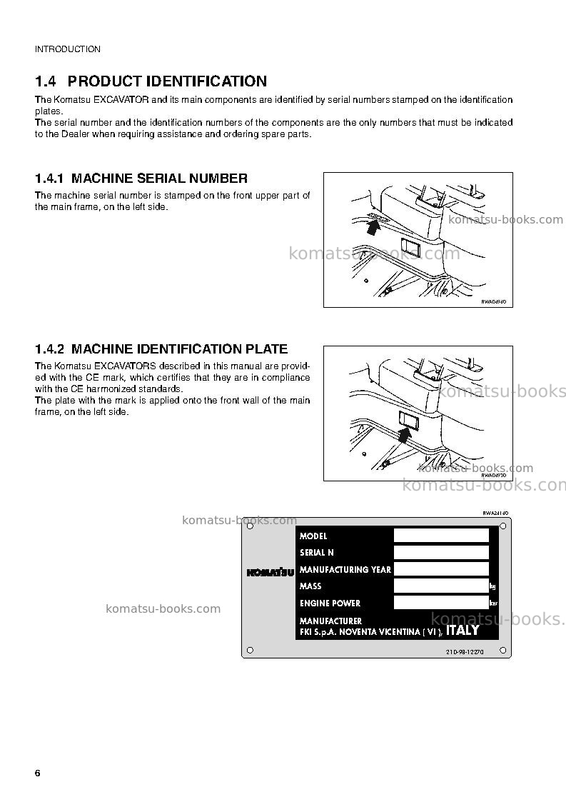 Komatsu pc15r-8ita Operation manual cover Page 7