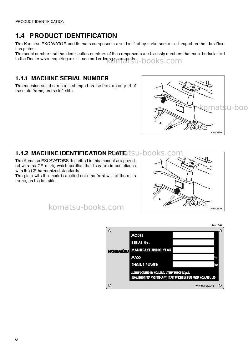Komatsu pc15r-8ita Operation manual cover Page 7 Komatsu pc15r-8ita Operation manual cover Page 7