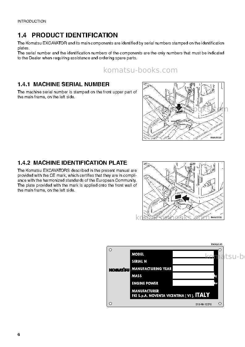 Komatsu pc35r-8jpn Operation manual cover Page 7 Komatsu pc35r-8jpn Operation manual cover Page 7
