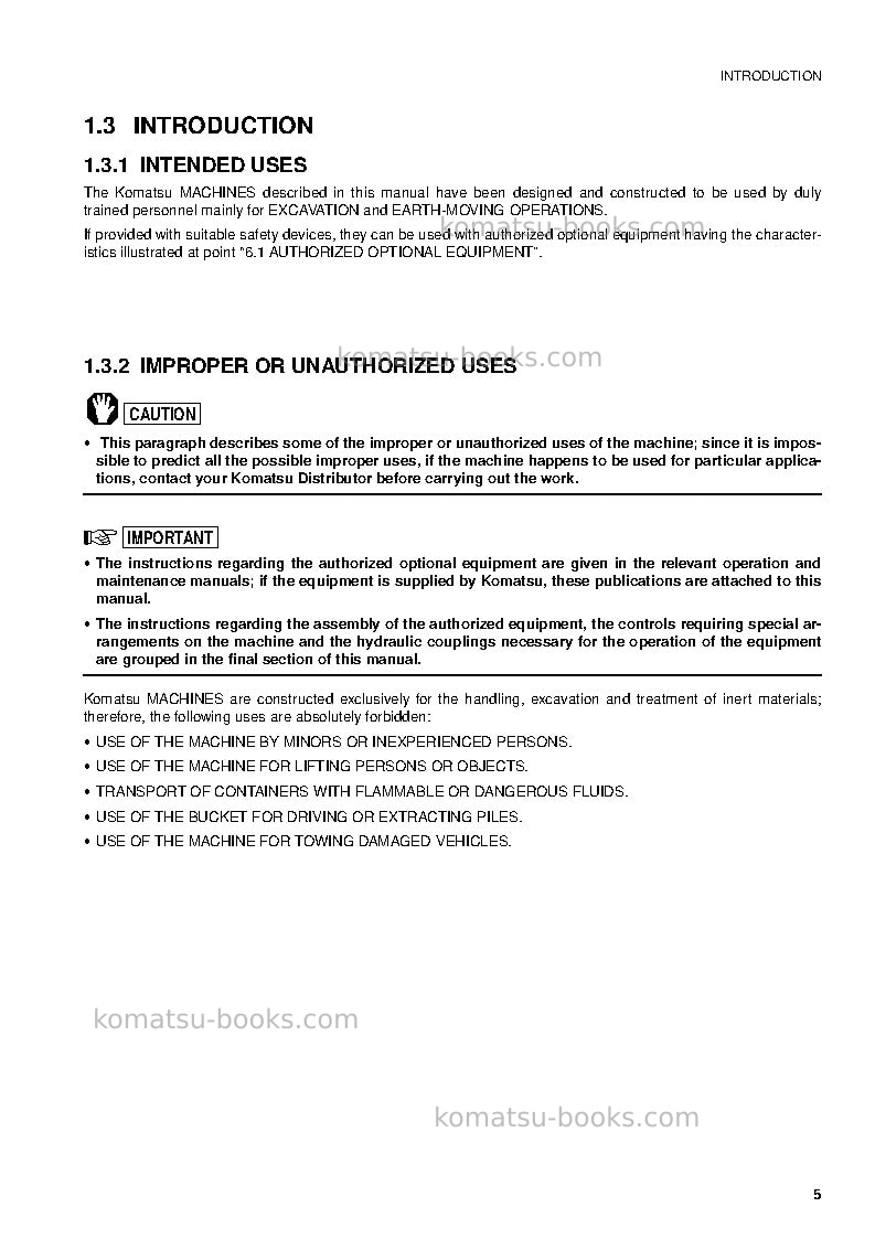 Komatsu sk714-5ita-/ Operation manual cover Page 7 Komatsu sk714-5ita-/ Operation manual cover Page 7