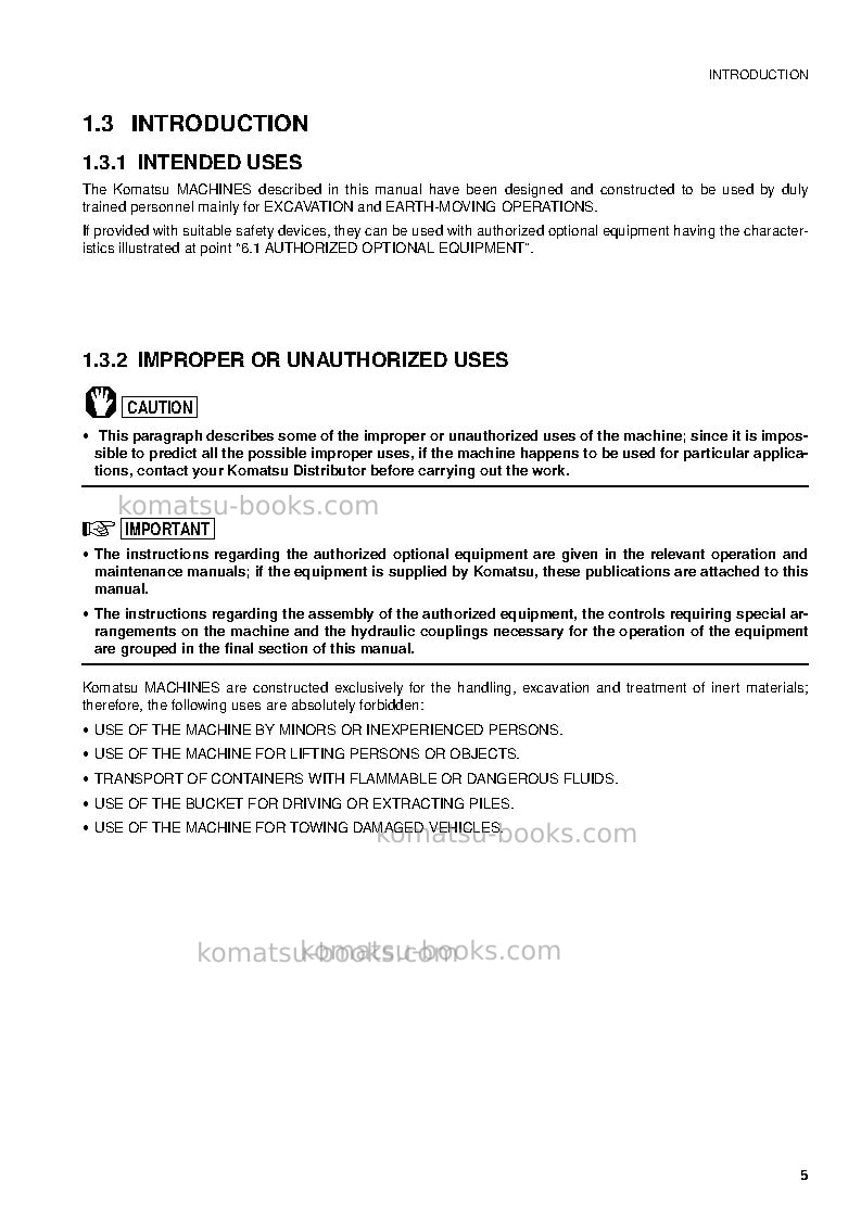 Komatsu sk815-5ita Operation manual cover Page 7 Komatsu sk815-5ita Operation manual cover Page 7