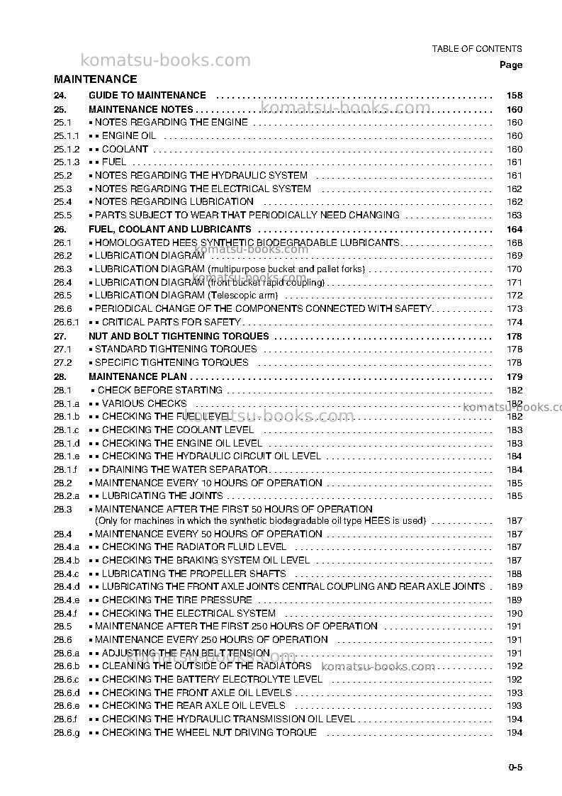 Komatsu wb150aws-2ita Operation manual cover Page 7 Komatsu wb150aws-2ita Operation manual cover Page 7