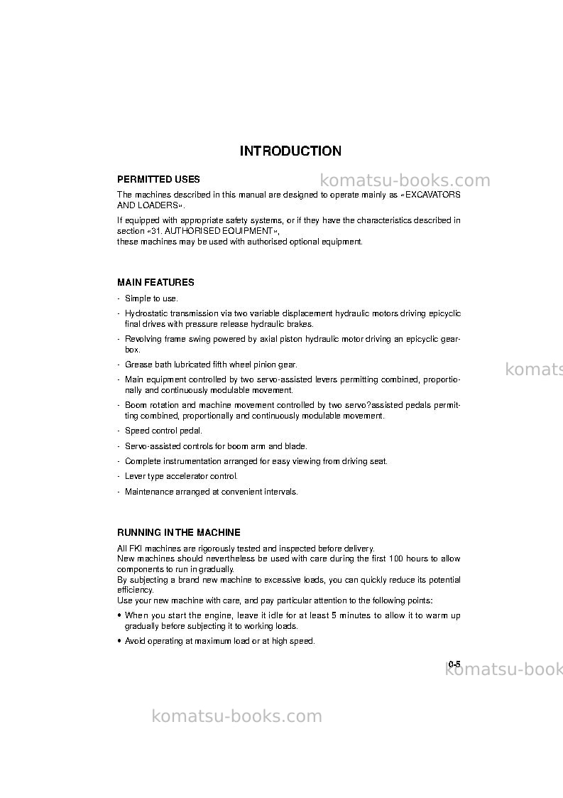 Komatsu pc95-1ita Operation manual cover Page 7 Komatsu pc95-1ita Operation manual cover Page 7