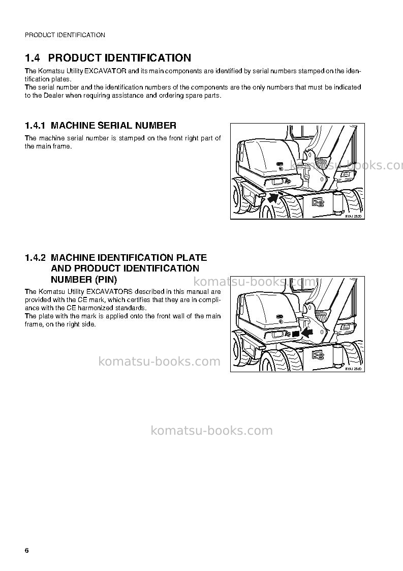 Komatsu pw110r-1ita Operation manual cover Page 7 Komatsu pw110r-1ita Operation manual cover Page 7