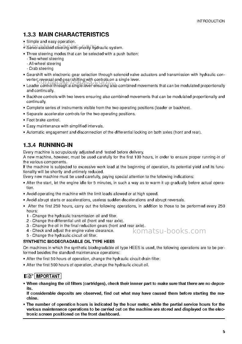 Komatsu wb97s-2ita Operation manual cover Page 7 Komatsu wb97s-2ita Operation manual cover Page 7
