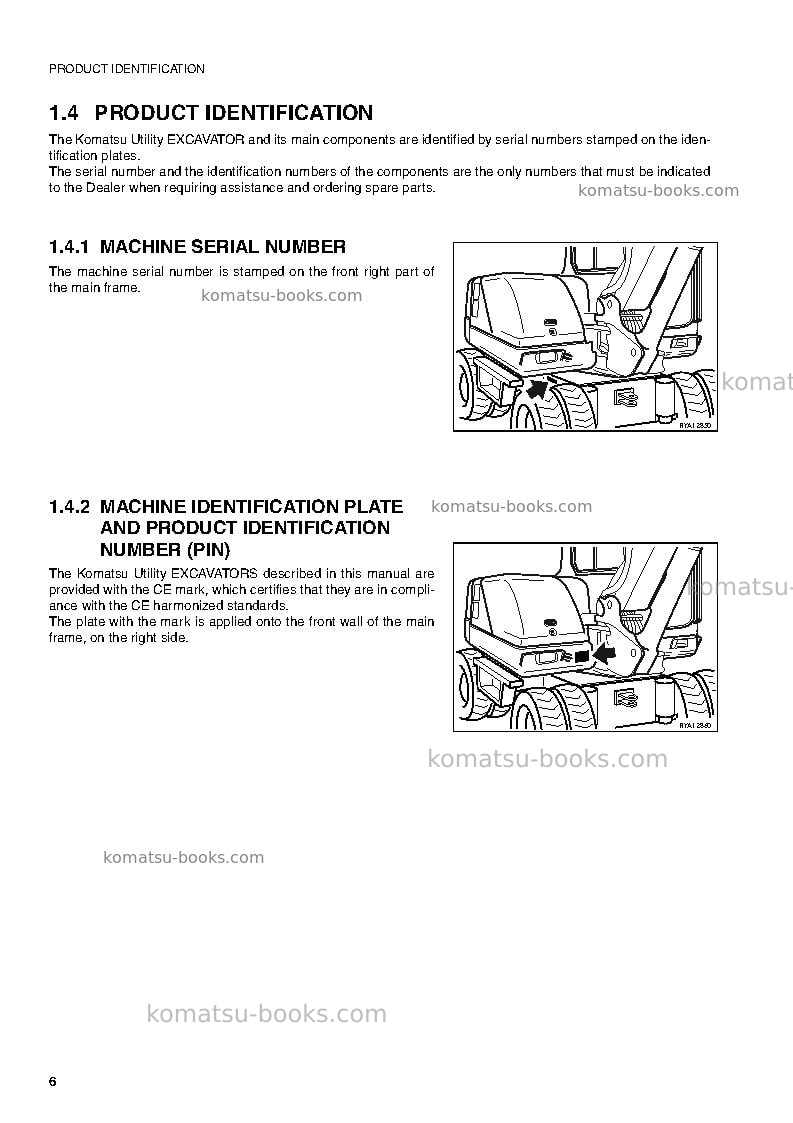 Komatsu pw75r-2ita Operation manual cover Page 7 Komatsu pw75r-2ita Operation manual cover Page 7