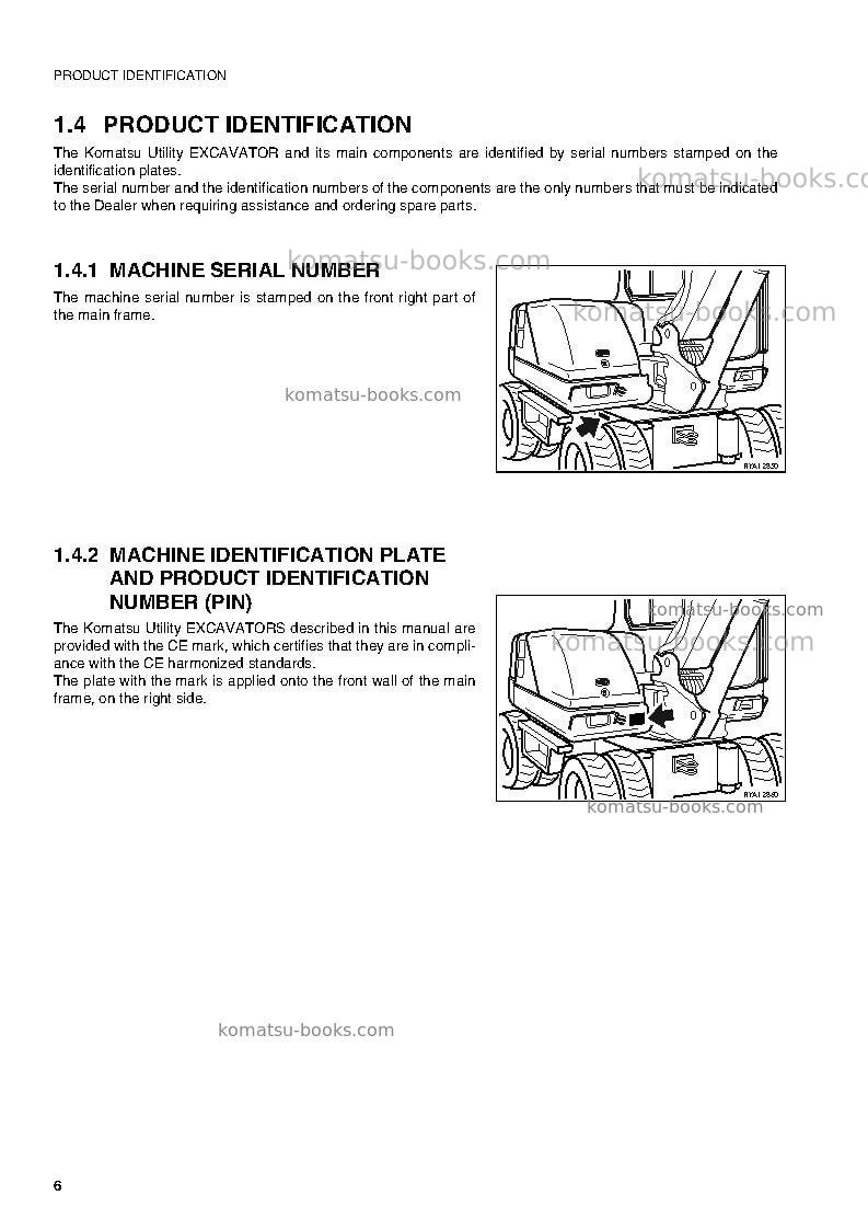 Komatsu pw95r-2ita Operation manual cover Page 7 Komatsu pw95r-2ita Operation manual cover Page 7
