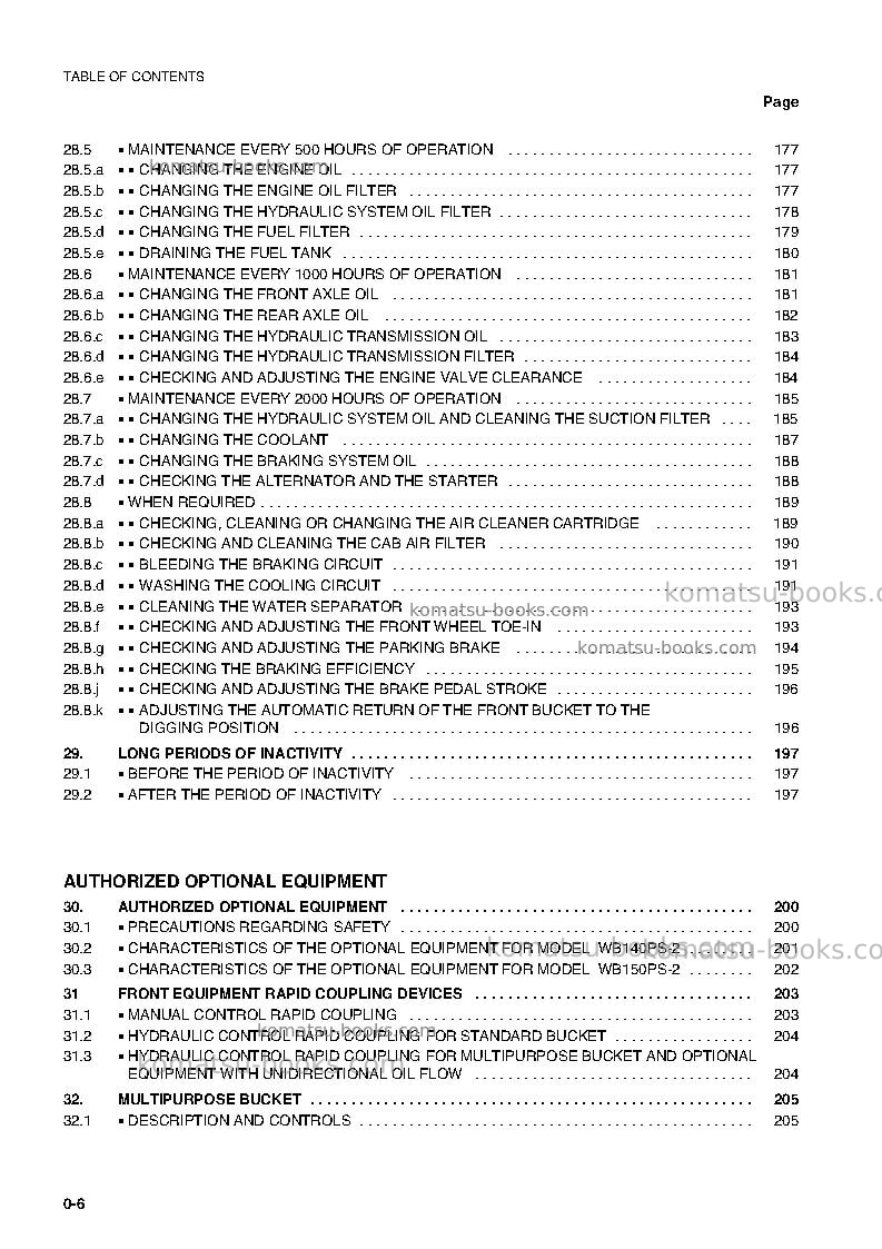 Komatsu wb140ps-2ita Operation manual cover Page 7