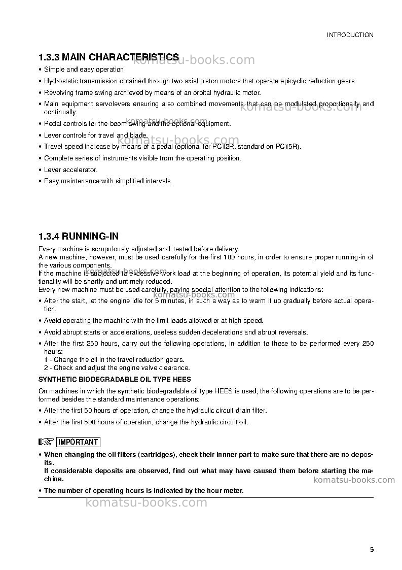 Komatsu pc12r-8ita Operation manual cover Page 7 Komatsu pc12r-8ita Operation manual cover Page 7