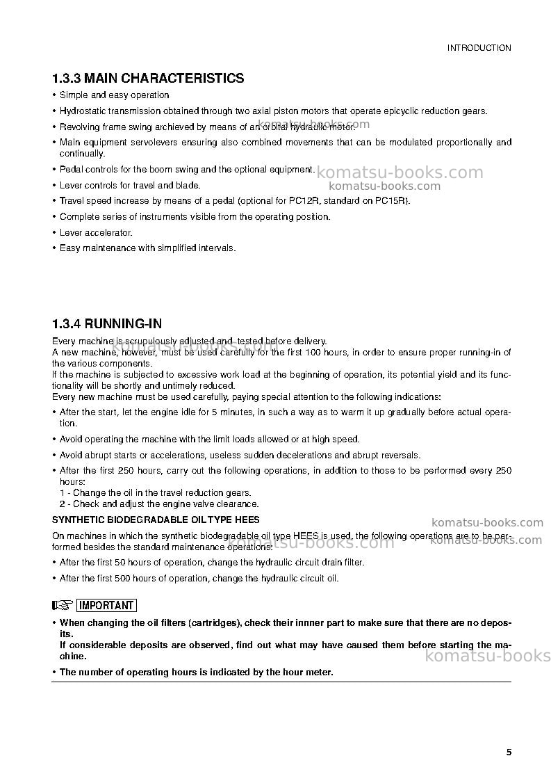 Komatsu pc12r-8ita Operation manual cover Page 7 Komatsu pc12r-8ita Operation manual cover Page 7