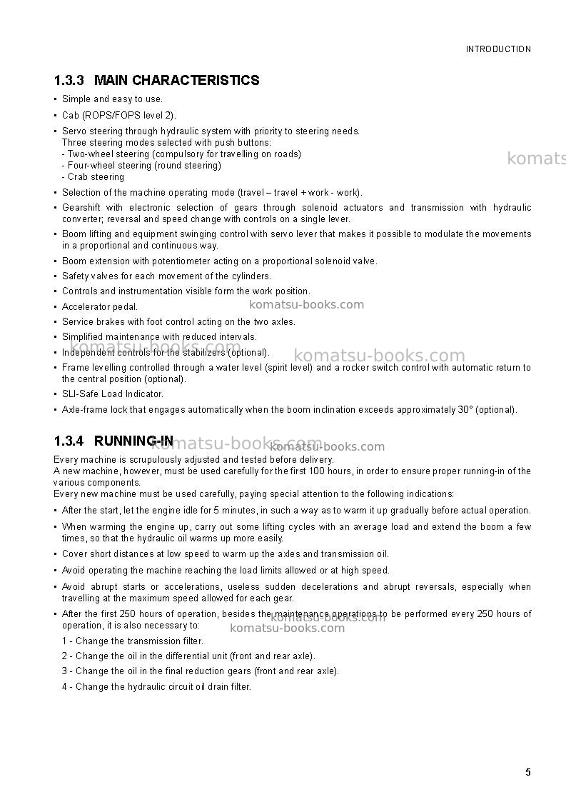 Komatsu wh716-1ita Operation manual cover Page 7 Komatsu wh716-1ita Operation manual cover Page 7
