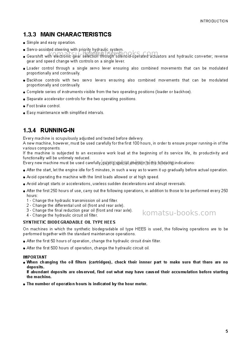Komatsu wb97r-5ita Operation manual cover Page 7 Komatsu wb97r-5ita Operation manual cover Page 7