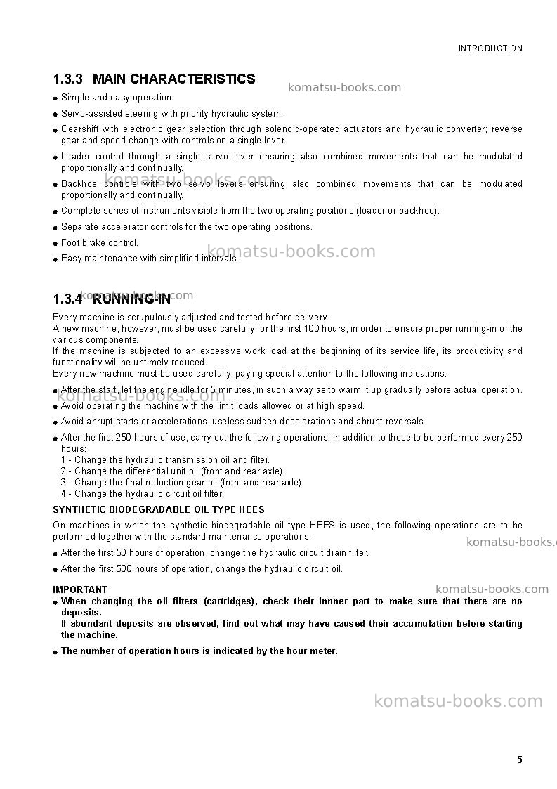 Komatsu wb97r-5ita Operation manual cover Page 7 Komatsu wb97r-5ita Operation manual cover Page 7