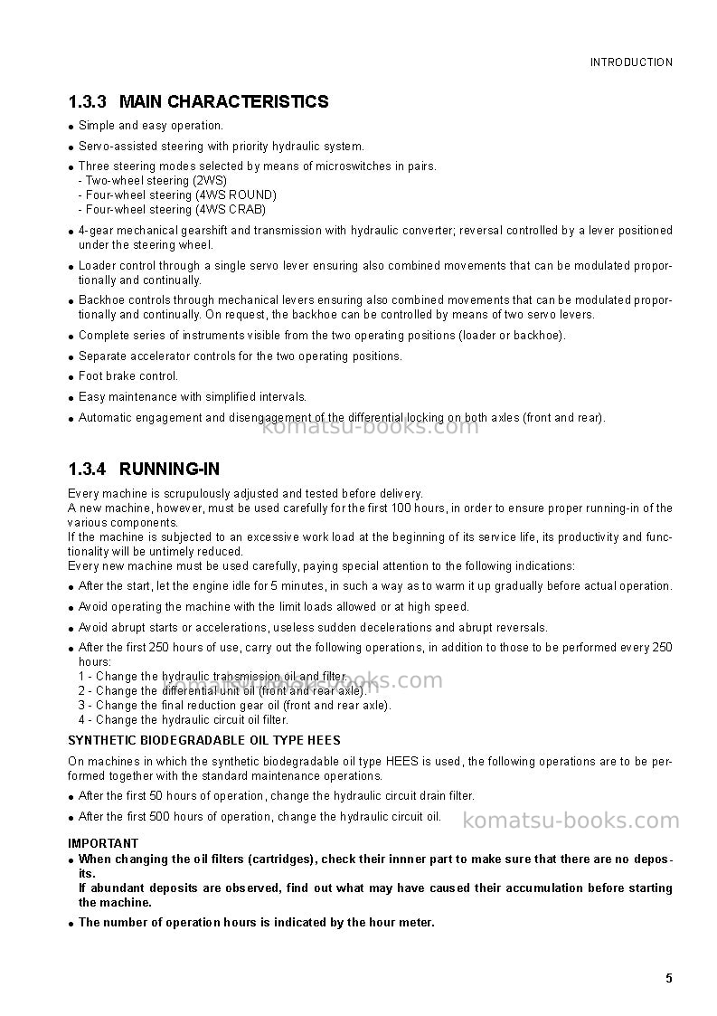 Komatsu wb93s-5ita Operation manual cover Page 7 Komatsu wb93s-5ita Operation manual cover Page 7