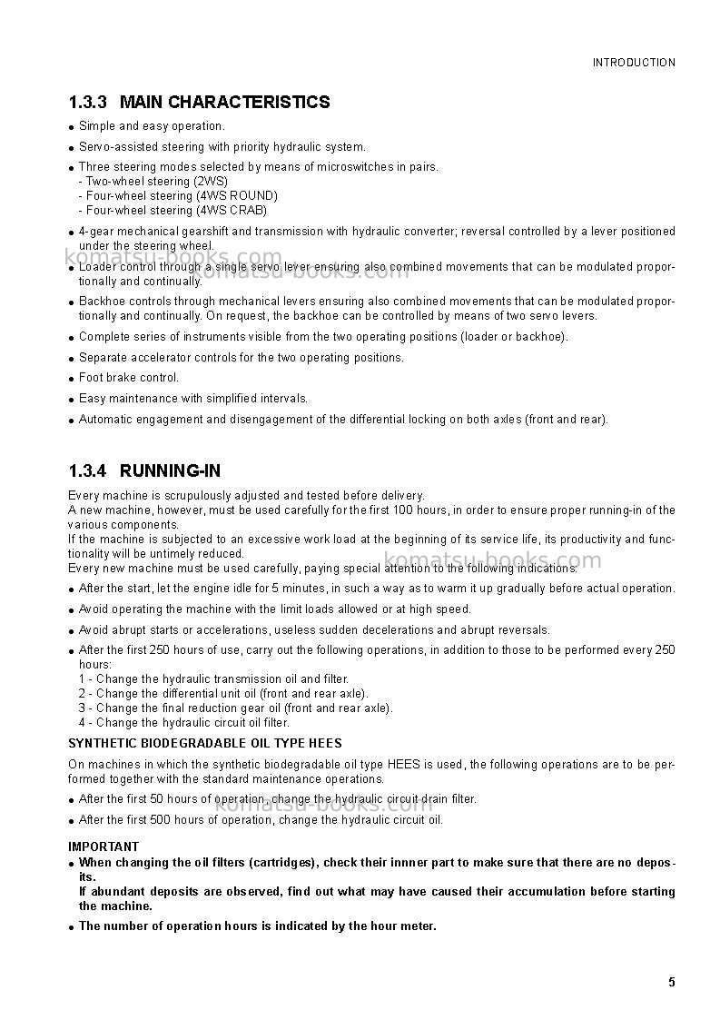 Komatsu wb93s-5ita Operation manual cover Page 7 Komatsu wb93s-5ita Operation manual cover Page 7