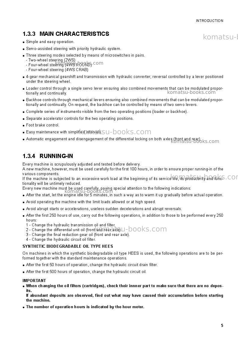 Komatsu wb93s-5ita Operation manual cover Page 7 Komatsu wb93s-5ita Operation manual cover Page 7
