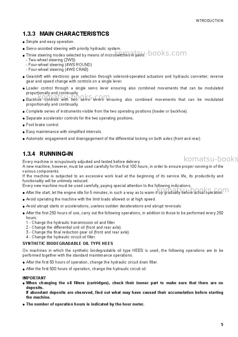 Komatsu wb97s-5ita Operation manual cover Page 7 Komatsu wb97s-5ita Operation manual cover Page 7