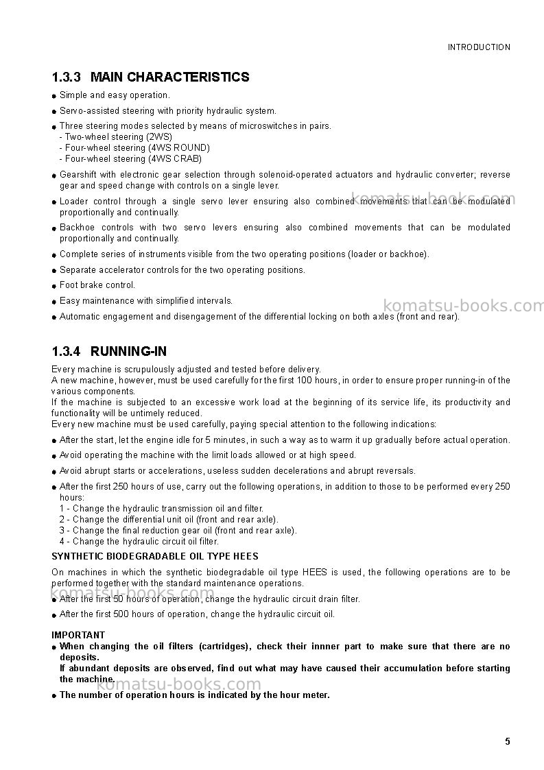 Komatsu wb97s-5ita Operation manual cover Page 7