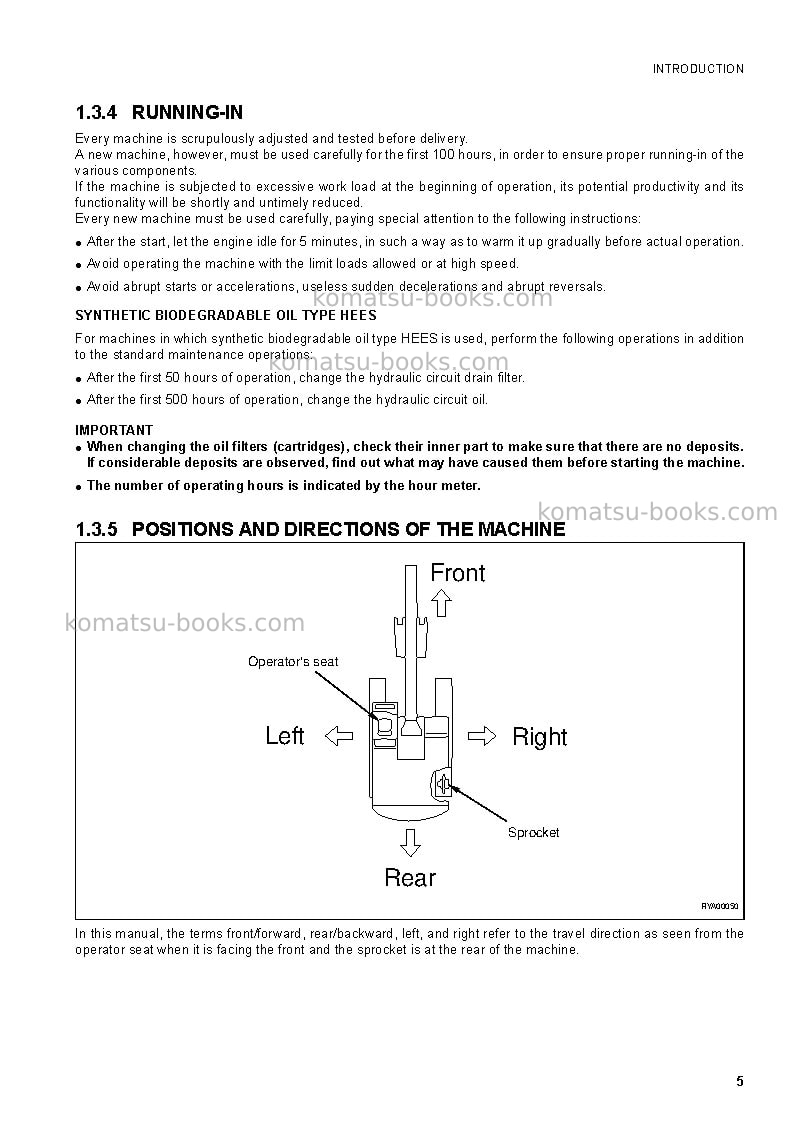 Komatsu pc14r-2ita Operation manual cover Page 7 Komatsu pc14r-2ita Operation manual cover Page 7