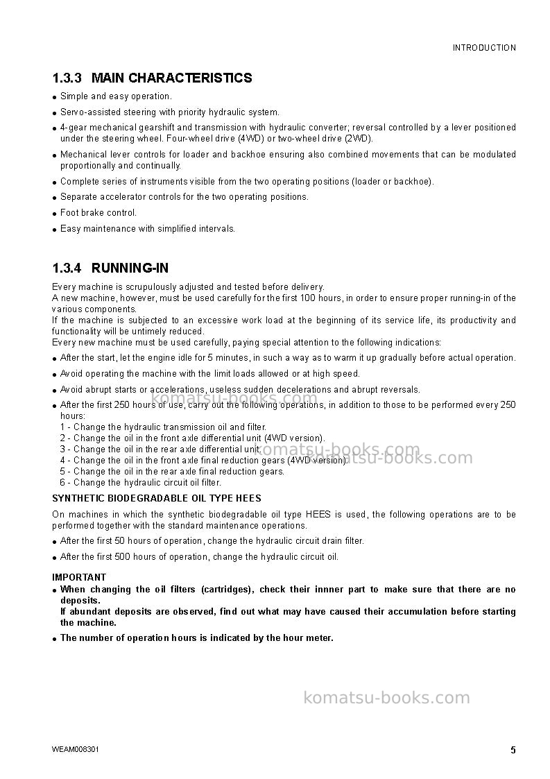 Komatsu wb91r-5ita Operation manual cover Page 7 Komatsu wb91r-5ita Operation manual cover Page 7