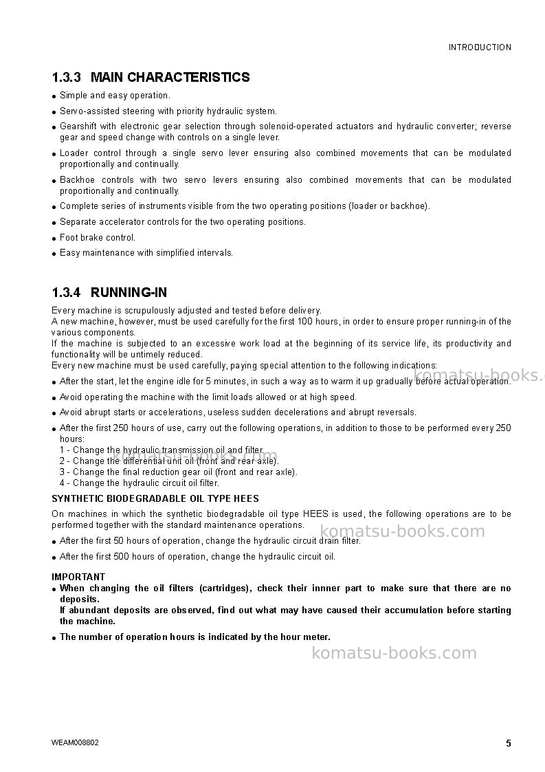 Komatsu wb97r-5ita-tier 3 Operation manual cover Page 7 Komatsu wb97r-5ita-tier 3 Operation manual cover Page 7