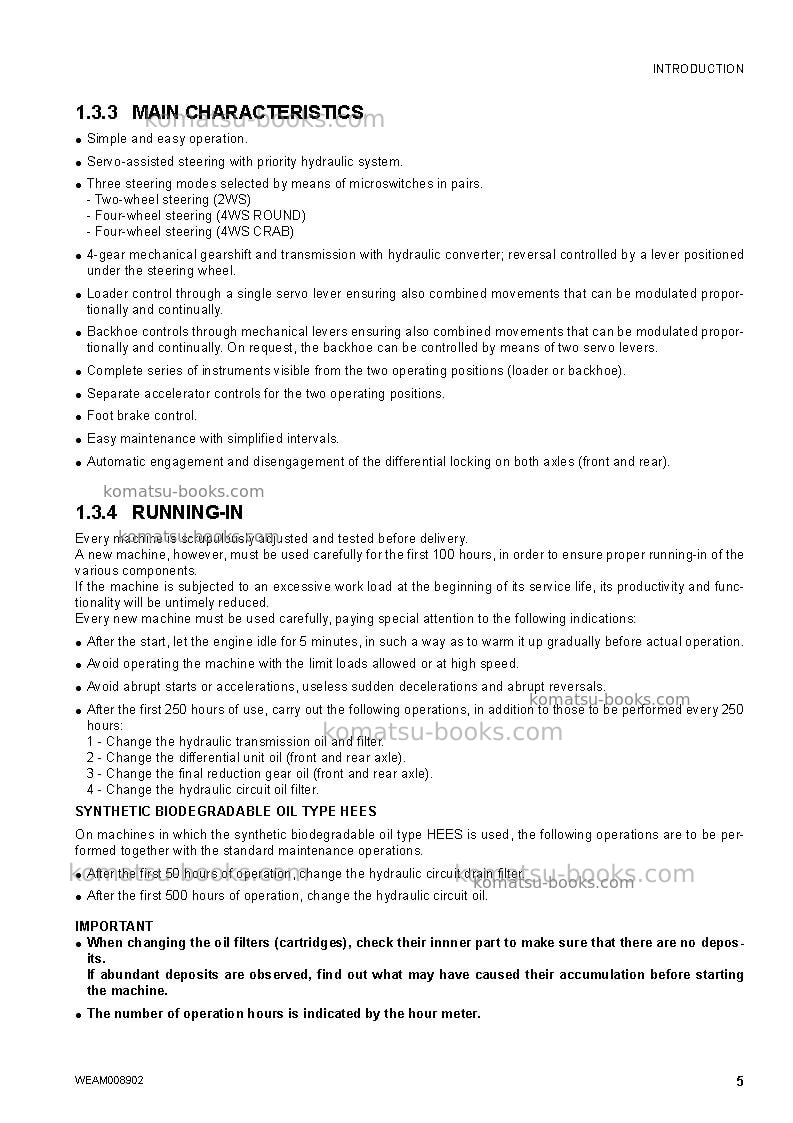 Komatsu wb93s-5ita-tier 3 Operation manual cover Page 7