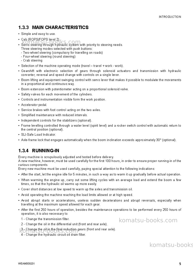 Komatsu wh609-1ita-tier 3 Operation manual cover Page 7 Komatsu wh609-1ita-tier 3 Operation manual cover Page 7