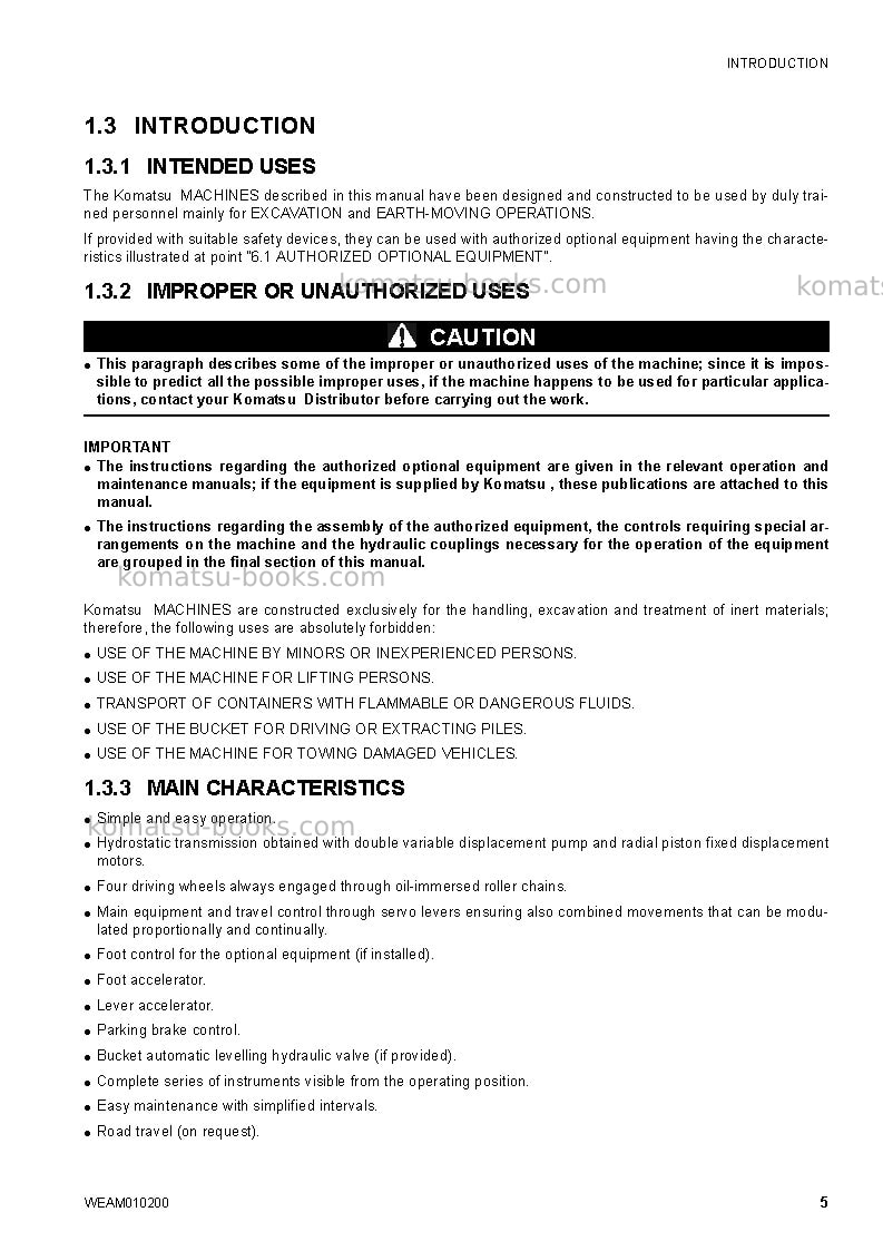 Komatsu sk510-5ita Operation manual cover Page 7 Komatsu sk510-5ita Operation manual cover Page 7