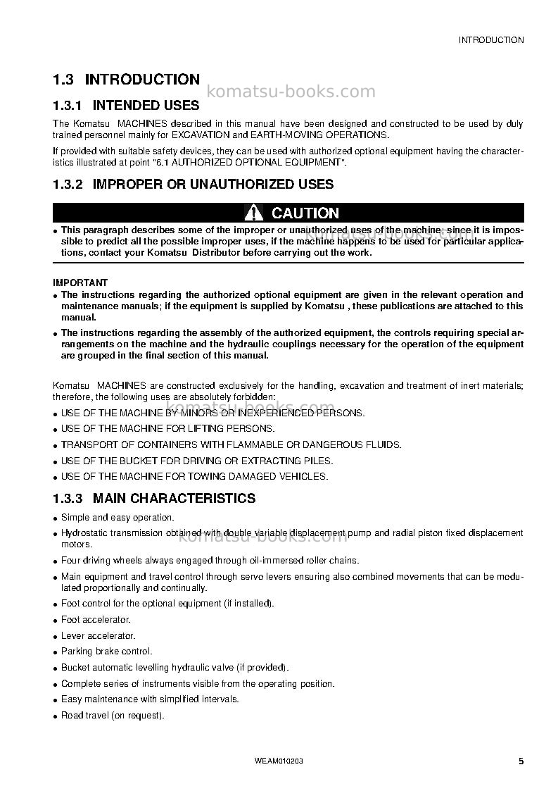 Komatsu sk510-5ita Operation manual cover Page 7