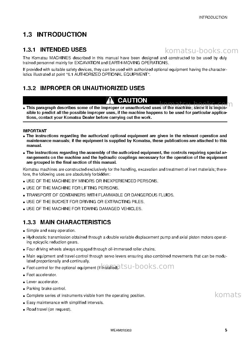 Komatsu sk714-5ita-/ Operation manual cover Page 7 Komatsu sk714-5ita-/ Operation manual cover Page 7