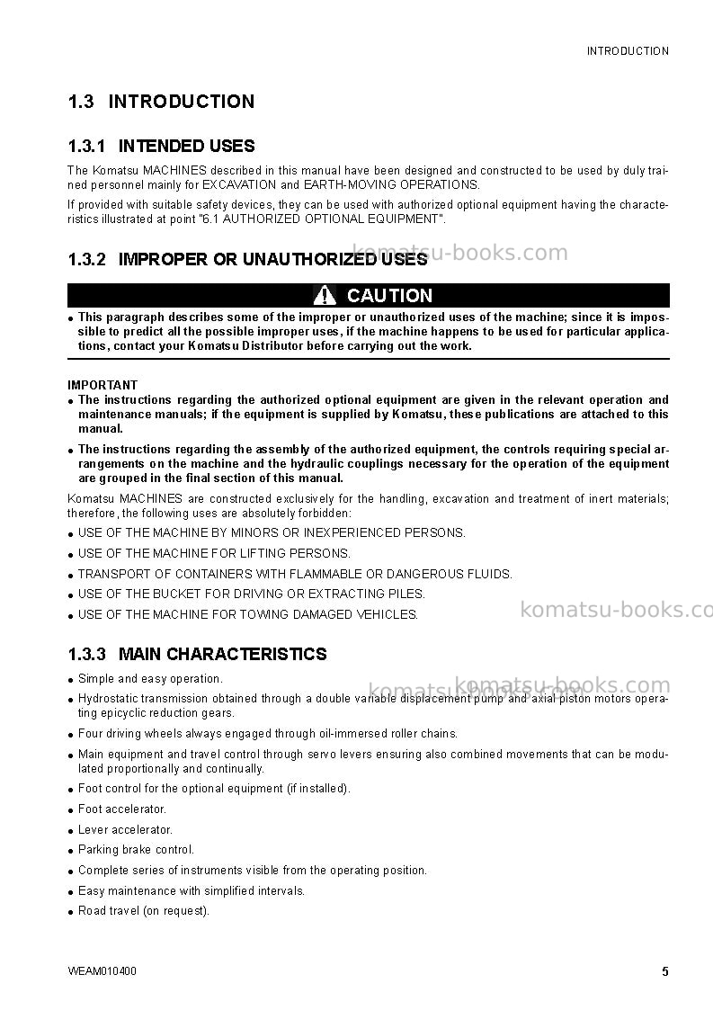 Komatsu sk815-5ita Operation manual cover Page 7 Komatsu sk815-5ita Operation manual cover Page 7
