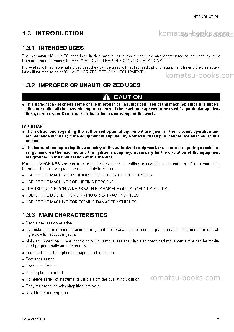 Komatsu ck35-1ita Operation manual cover Page 7 Komatsu ck35-1ita Operation manual cover Page 7