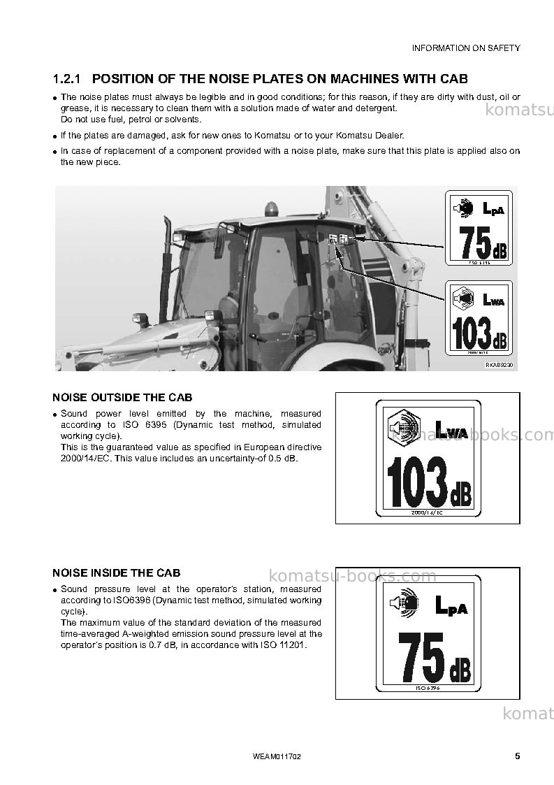 Komatsu wb97s-5ita-tier 3 Operation manual cover Page 7
