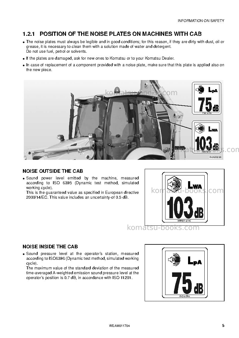 Komatsu wb97s-5ita-tier 3 Operation manual cover Page 7 Komatsu wb97s-5ita-tier 3 Operation manual cover Page 7