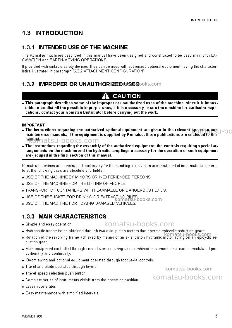 Komatsu pc30mr-3jpn-for cab Operation manual cover Page 7 Komatsu pc30mr-3jpn-for cab Operation manual cover Page 7