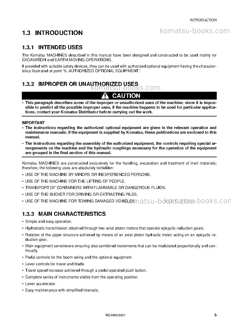 Komatsu pc50mr-2ita Operation manual cover Page 7